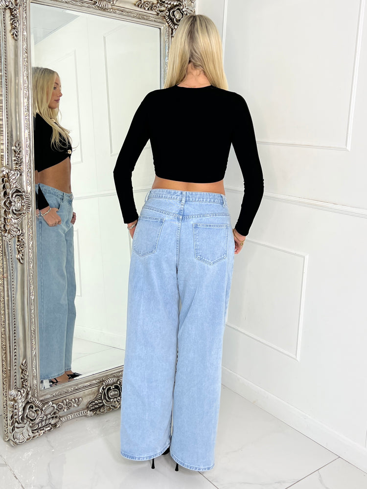 Gold Detail Cut Out Top - Black