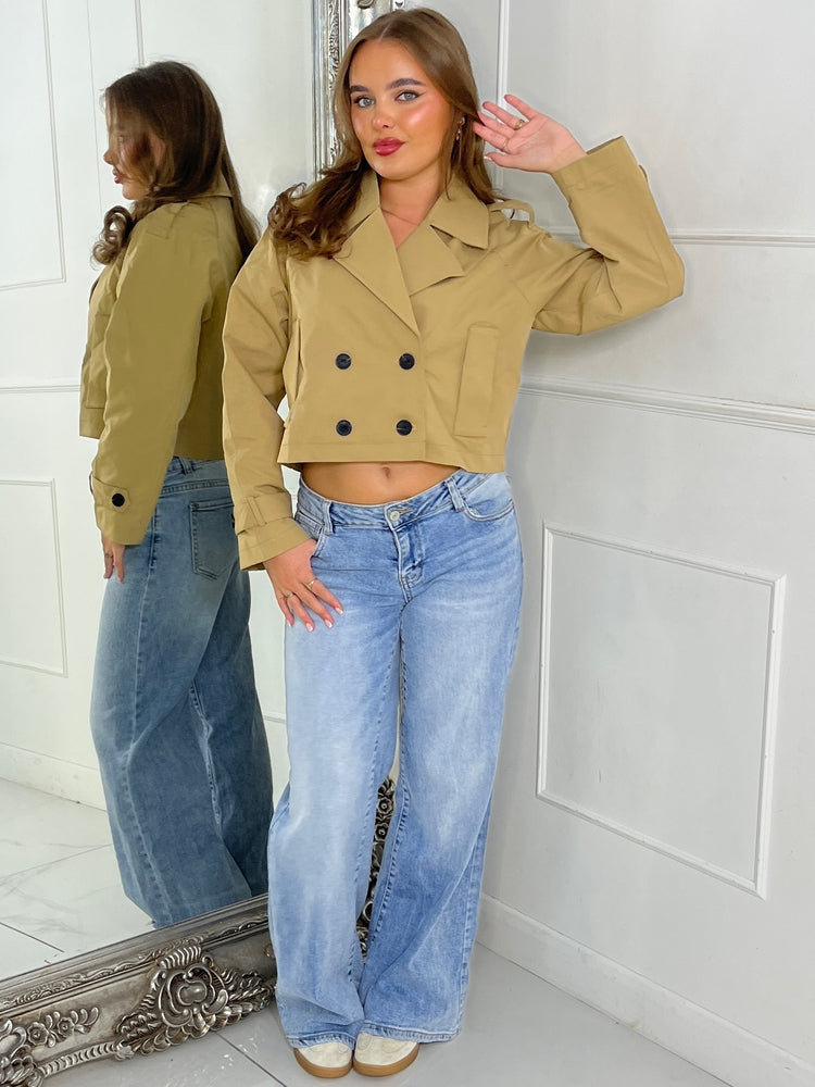 Crop Trench Jacket - Beige
