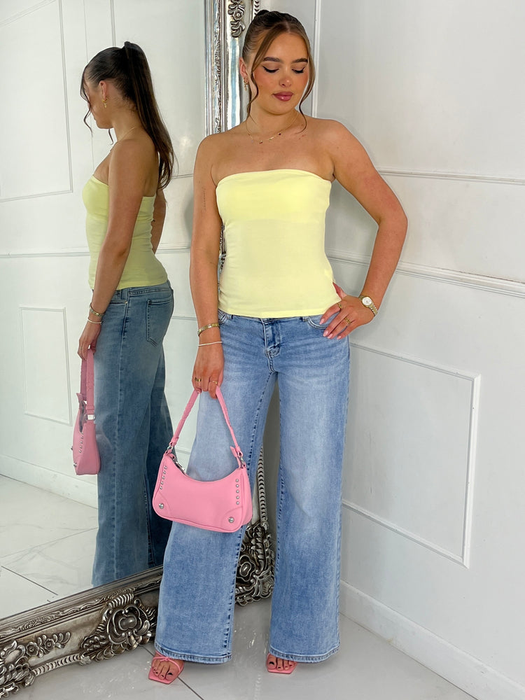 Ribbed Bandeau Top - Yellow