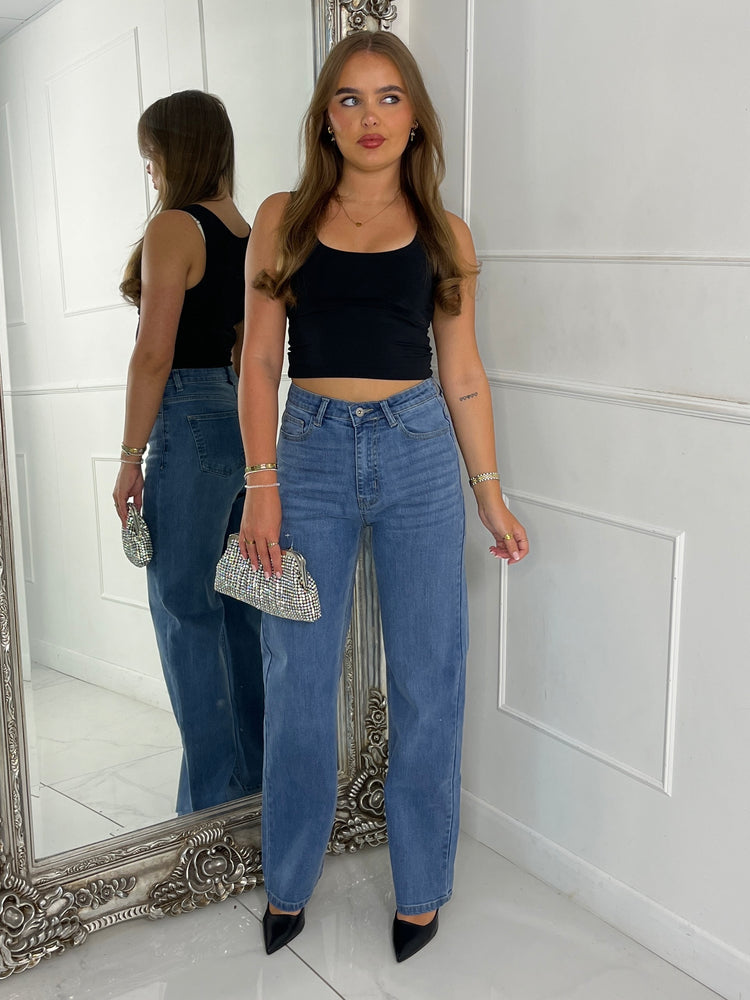 Wide Leg Jeans - Denim Blue