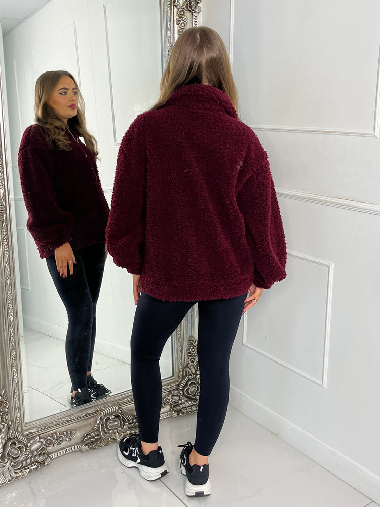 Plain Half Zip Fleece - Wine