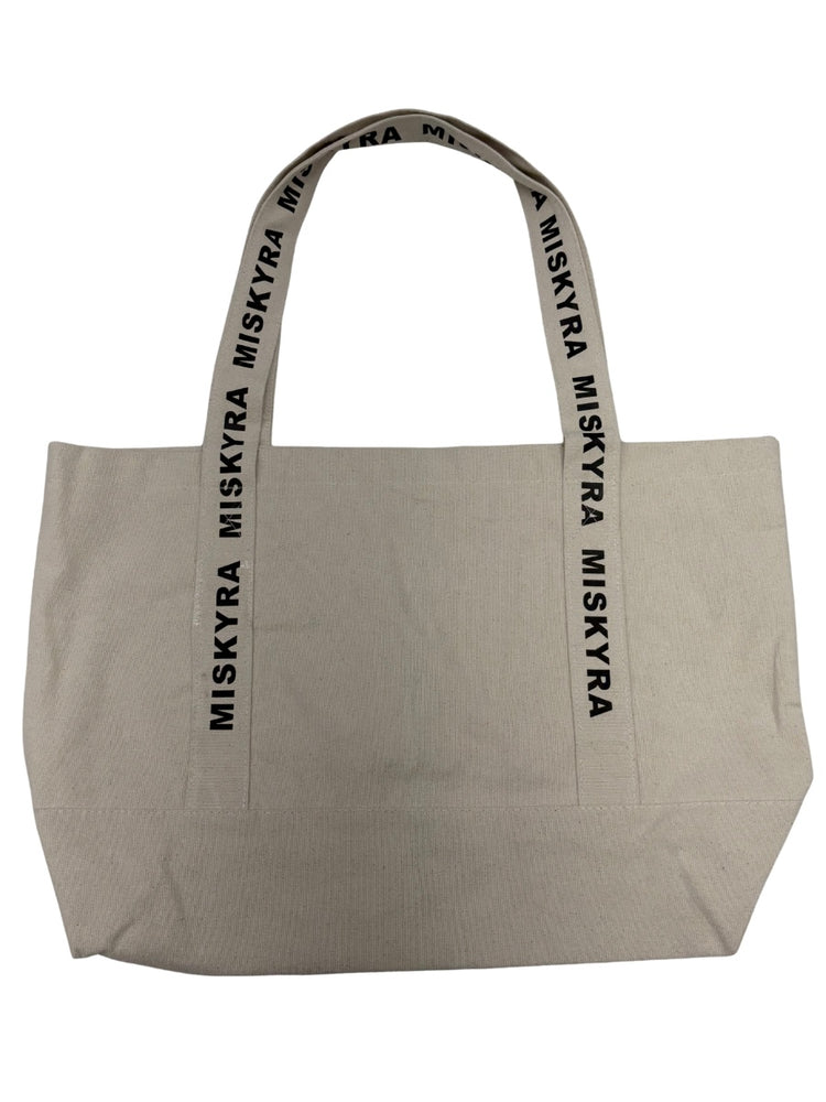 Miskyra Branded Pocket Detail Tote Bag - Natural