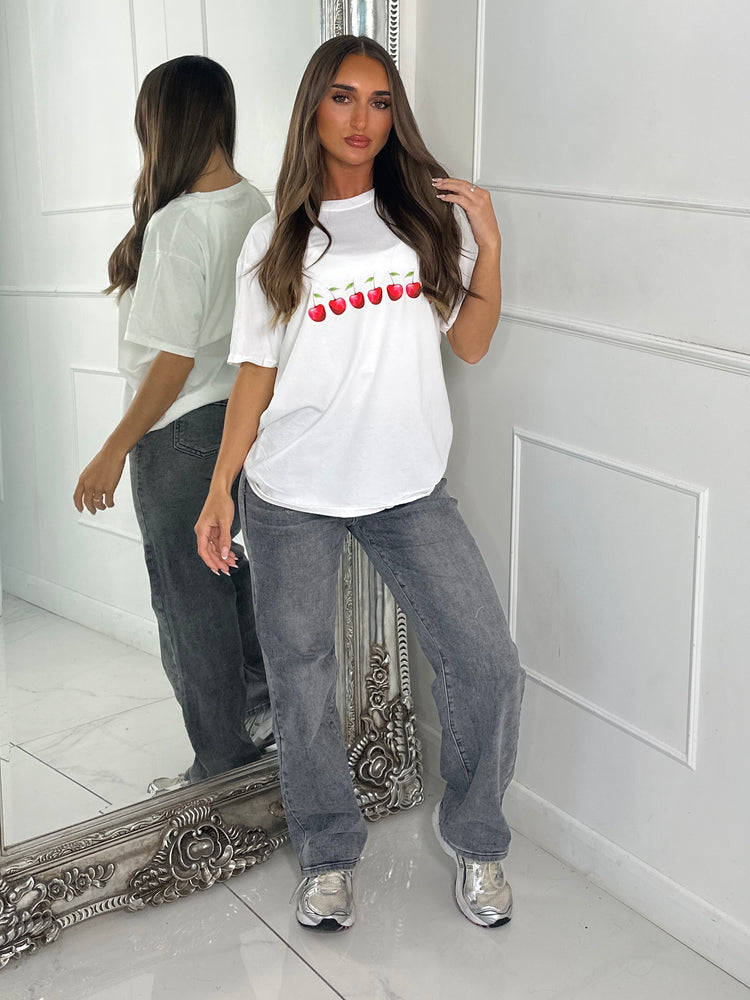 8 Cherries Print Tee - White