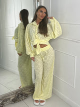 Textured Shirt & Flared Pants Co Ord - Yellow
