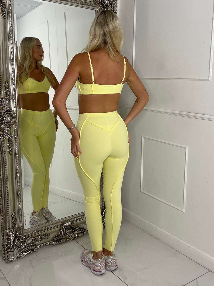 Seam Detail Bra & Leggings Set - Yellow