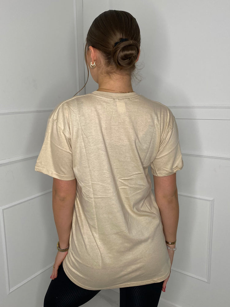 Identical Print T-shirt- Beige