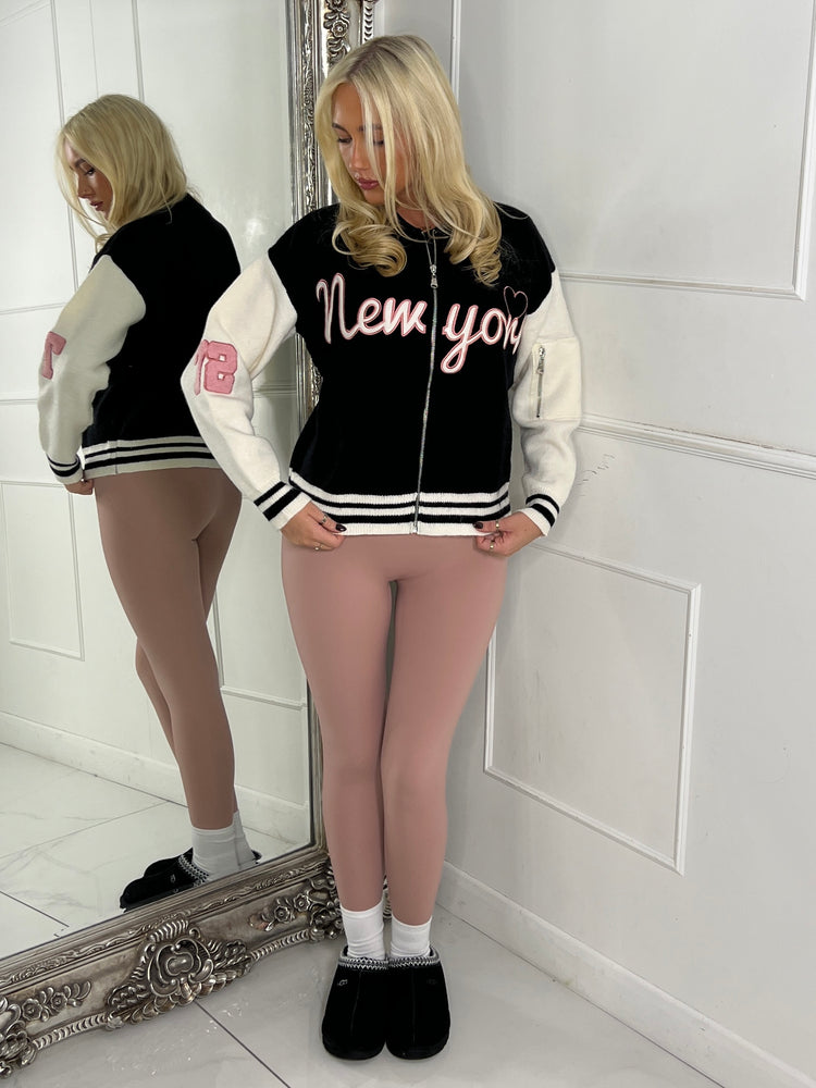 Zip Up Detail New York Knitted Cardigan - Multi