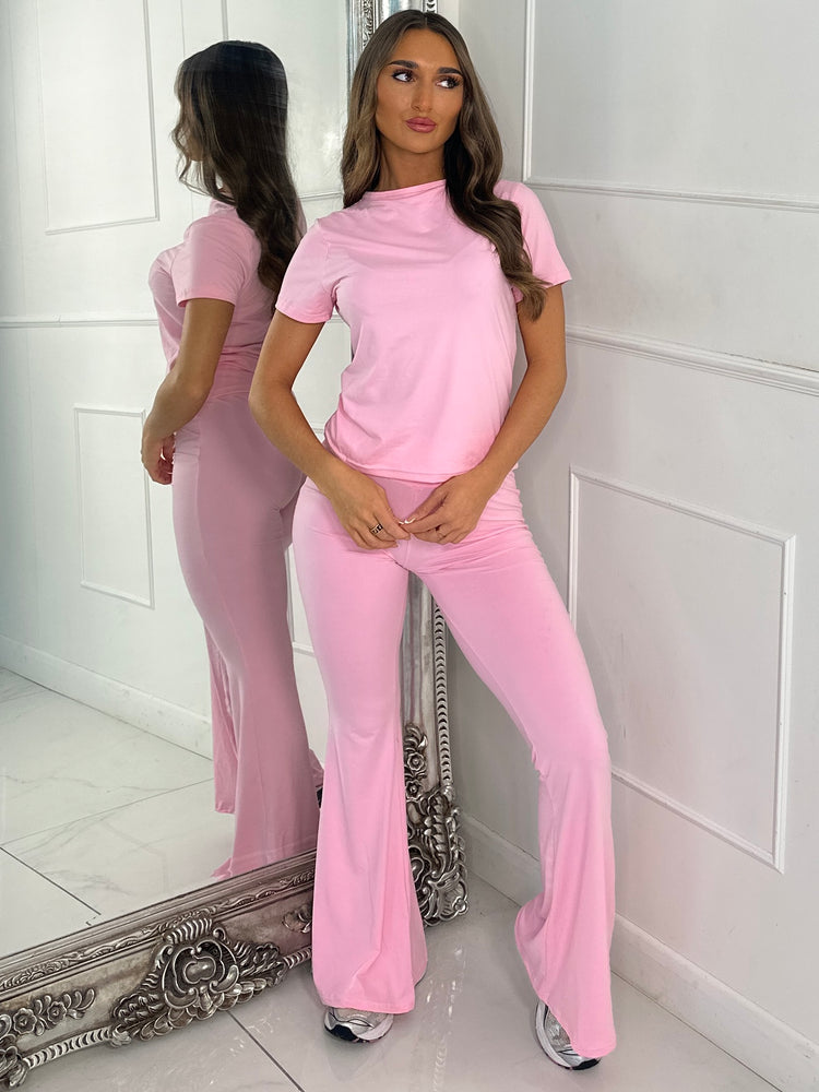 Soft Cotton Top & Flares Loungesuit - Baby Pink