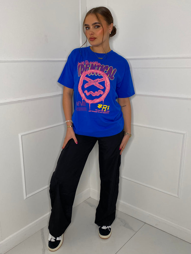Identical Print T-shirt- Royal Blue