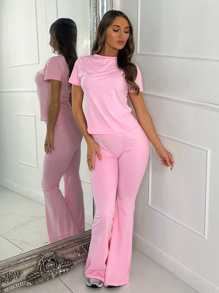 Soft Cotton Top & Flares Loungesuit - Baby Pink