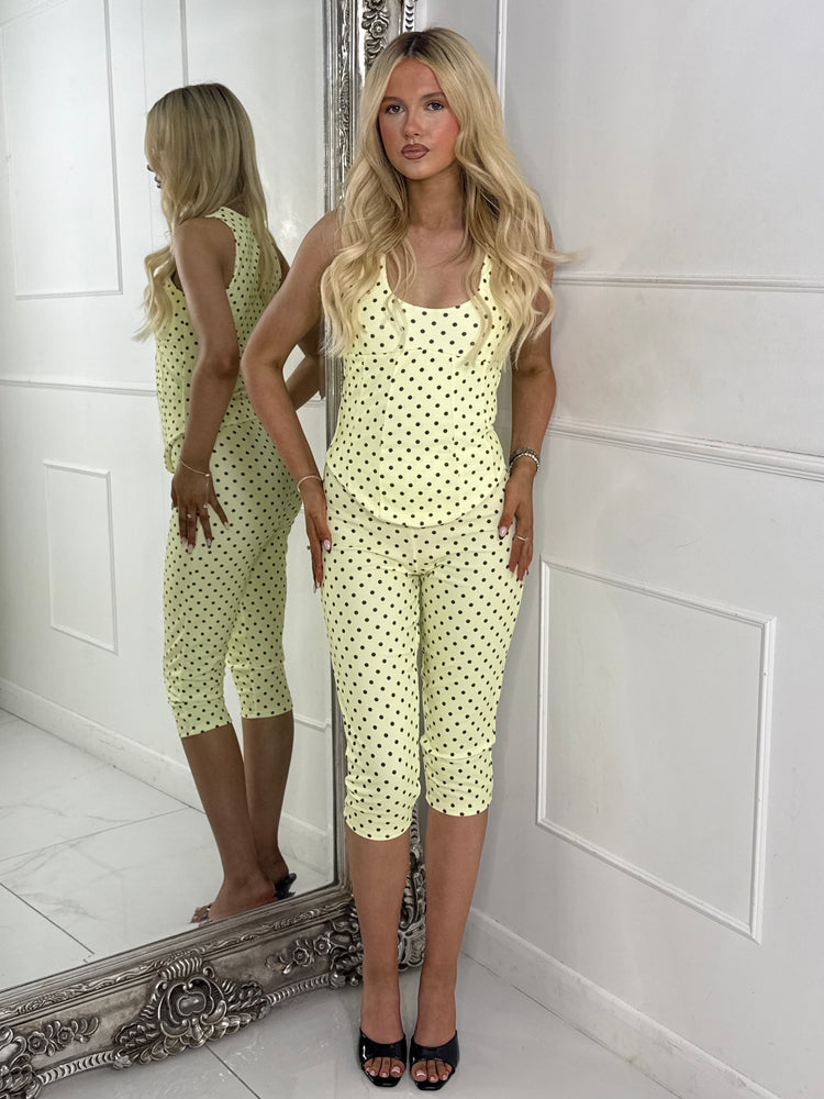 Polka Dot Corset & Capri Set - Yellow