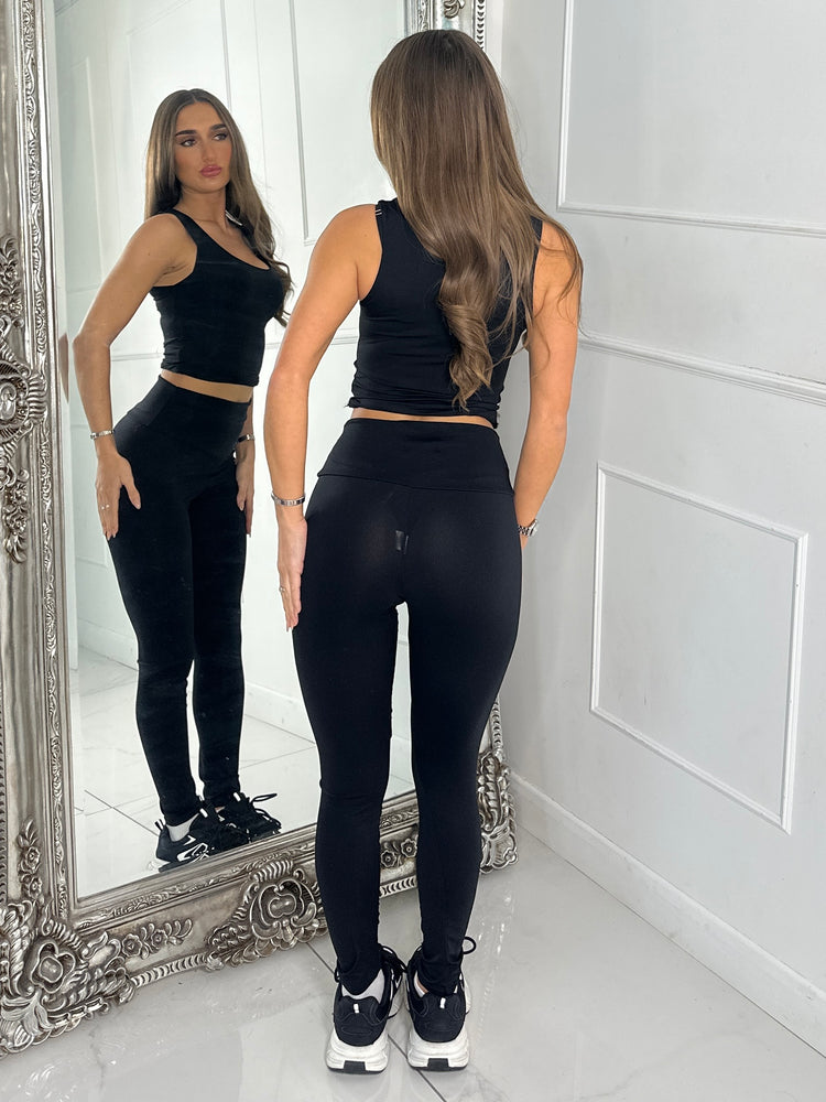 Second Skin Tank Top & Sculpt Panel Leggings - Black