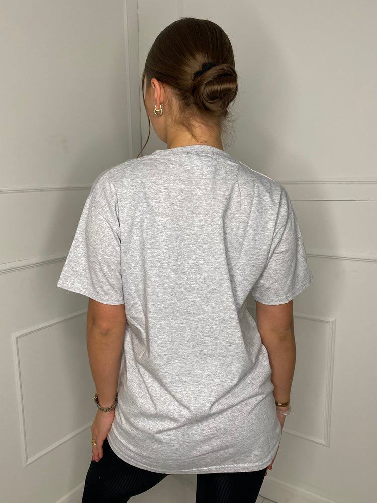 Fearless Statue Print T-shirt- Grey