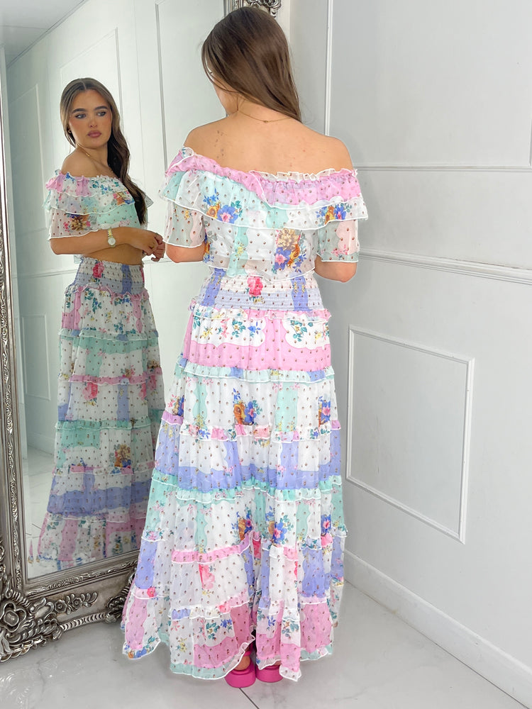 Boho Maxi Frill Skirt Co-ord - Multi 3