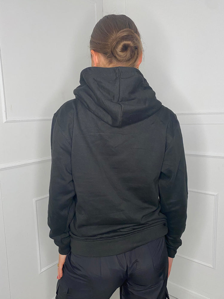 Paris Print Hoodie - Black
