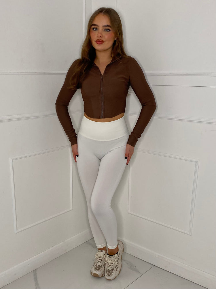 Ruched Bum Gym Leggings - White