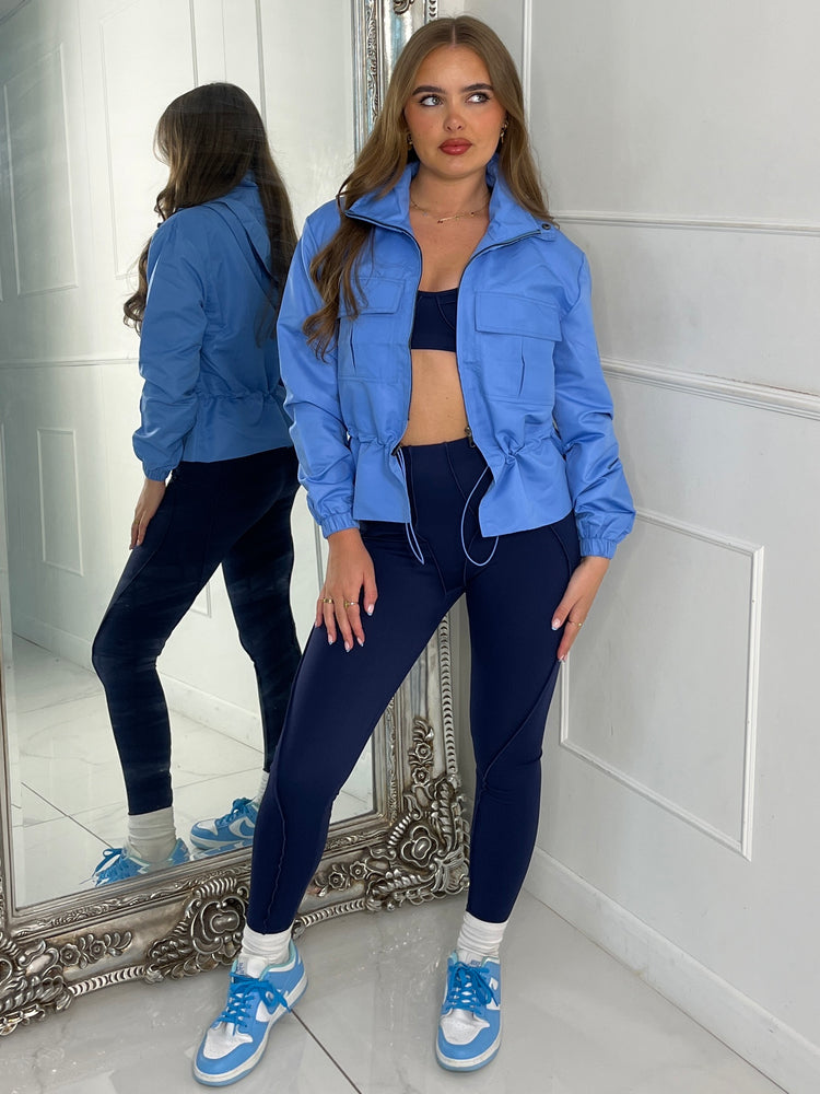 Utility Pocket Front Windbreaker - Baby Blue