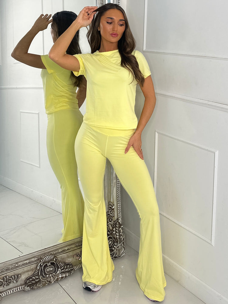 Soft Cotton Top & Flares Loungesuit - Yellow