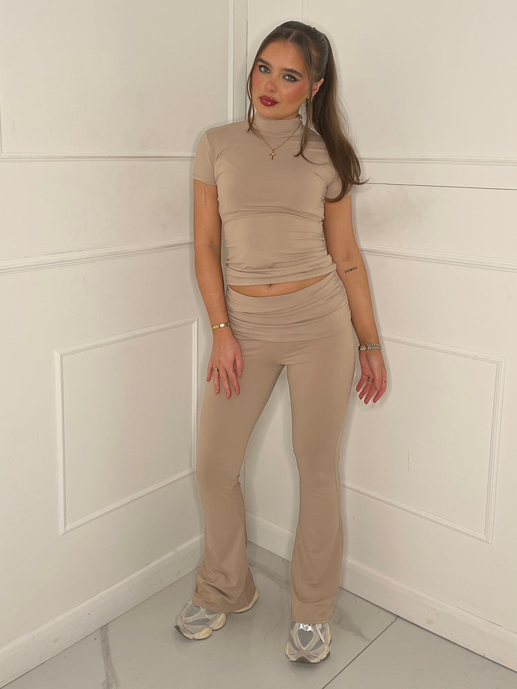 High Neck Top & Flares Co-Ord Second Skin - Mocha
