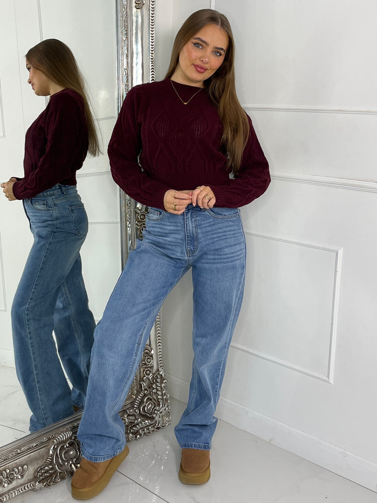 Cable Knit Jumper - Wine