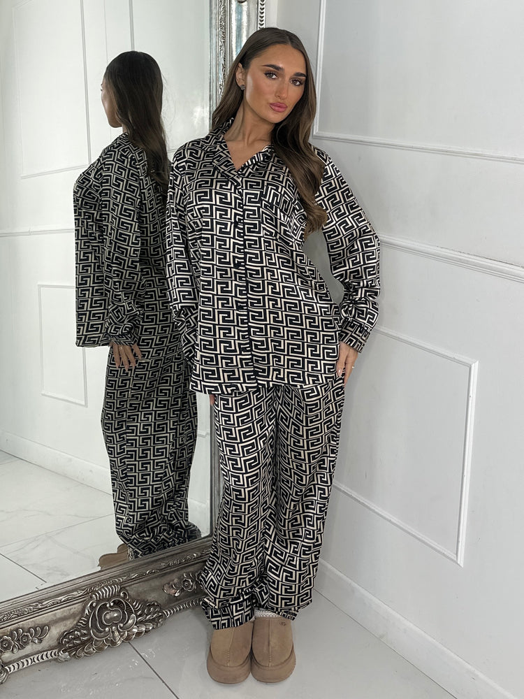 Satin Pyjamas Set - champagne Swirl