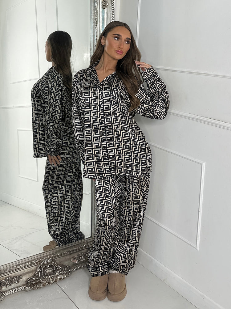 Satin Pyjamas Set - champagne Swirl