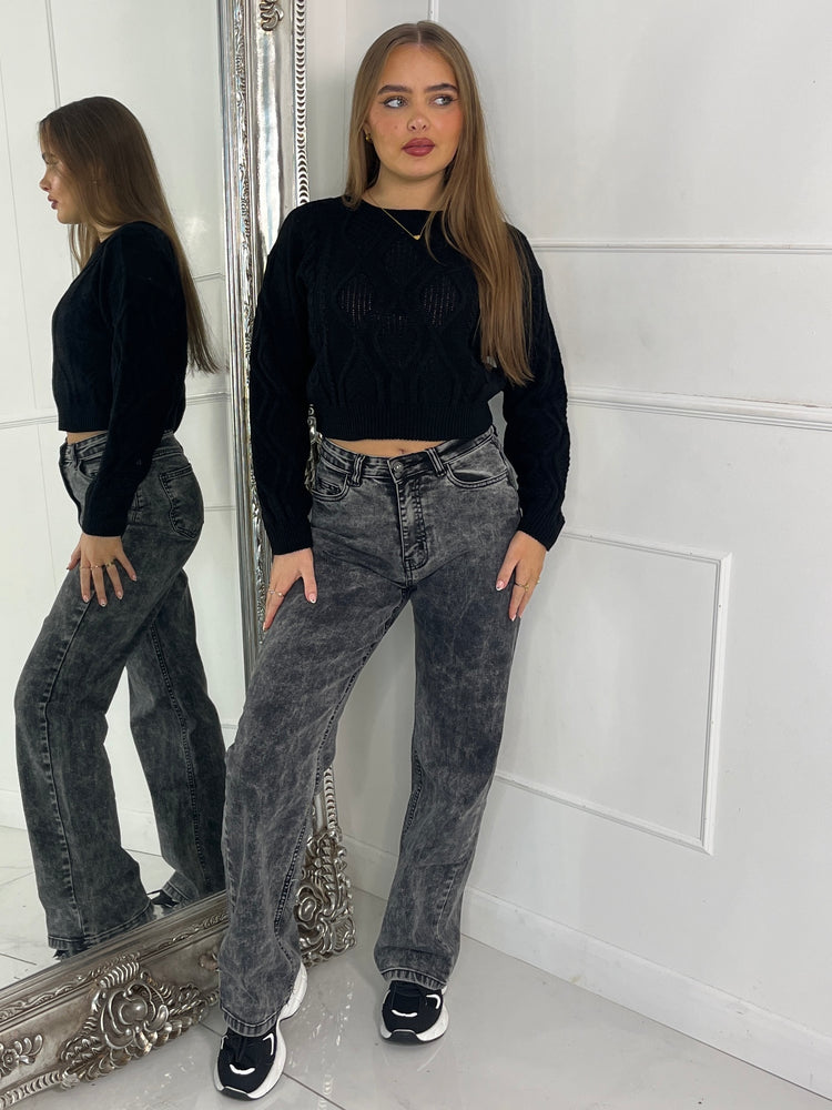 Cable Knit Jumper - Black