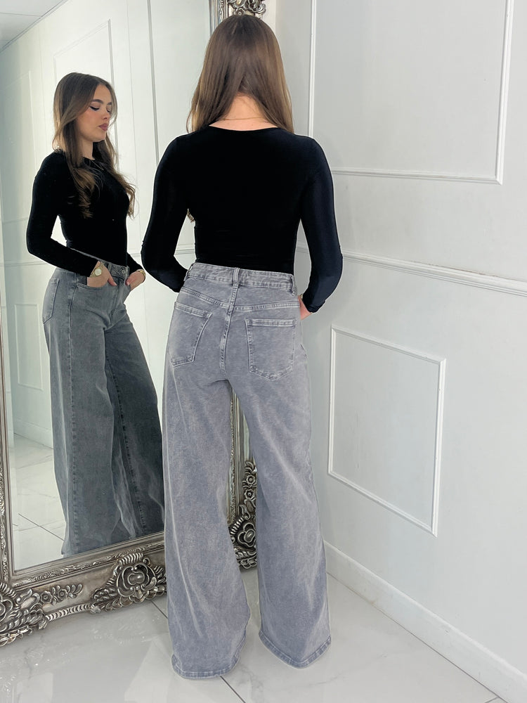 Round Neck Long Sleeve Bodysuit - Black