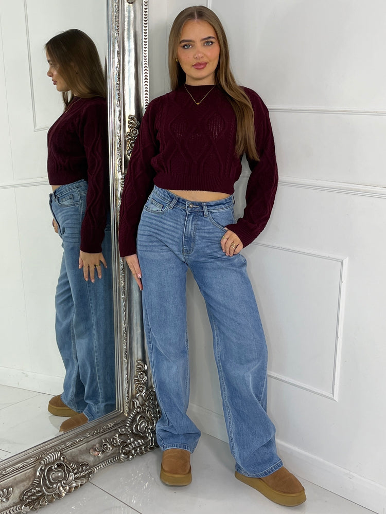 Cable Knit Jumper - Wine