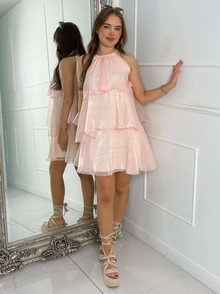 Tiered Frill Dress - Baby Pink