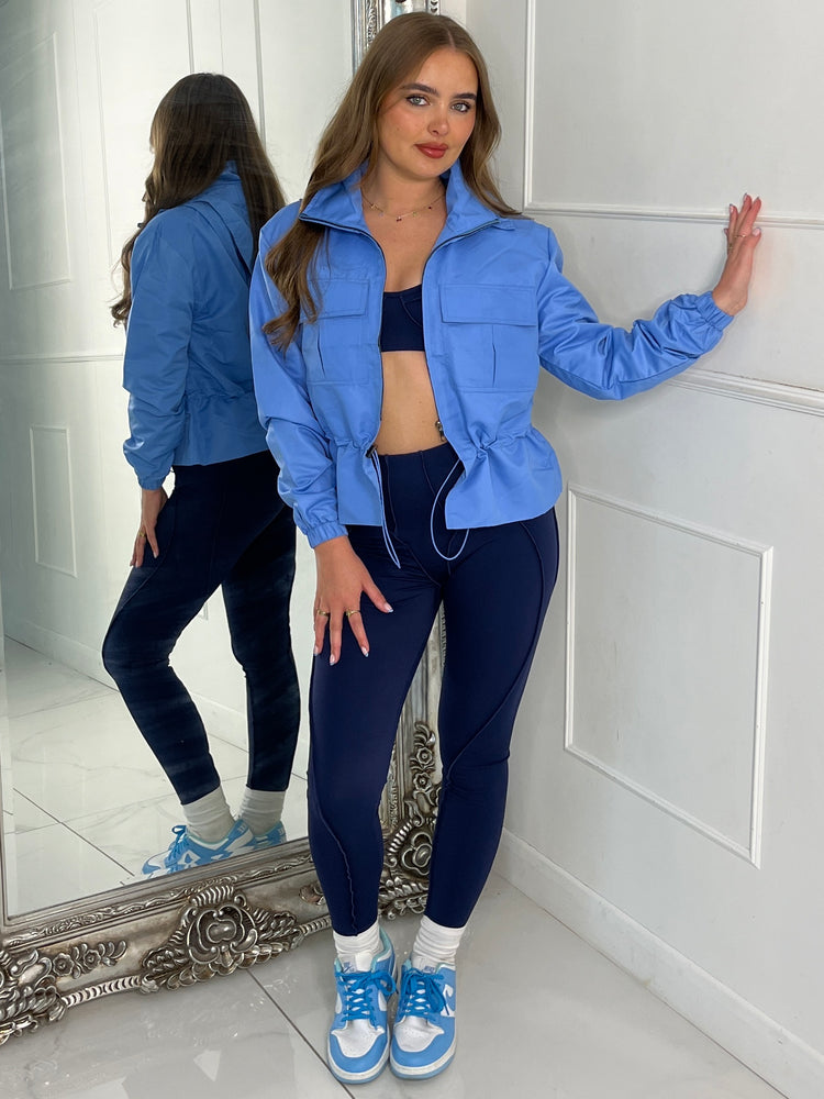 Utility Pocket Front Windbreaker - Baby Blue