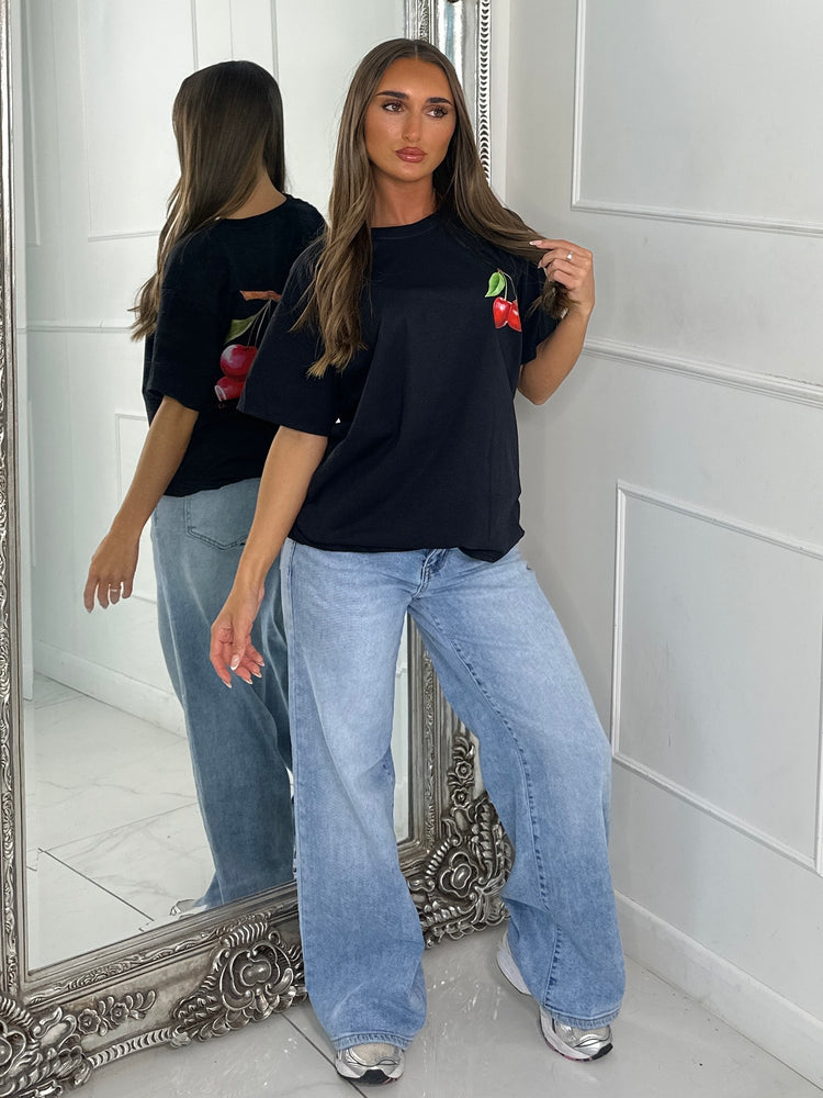 Cherry Soul Print Tee - Black