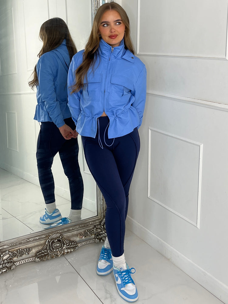 Utility Pocket Front Windbreaker - Baby Blue