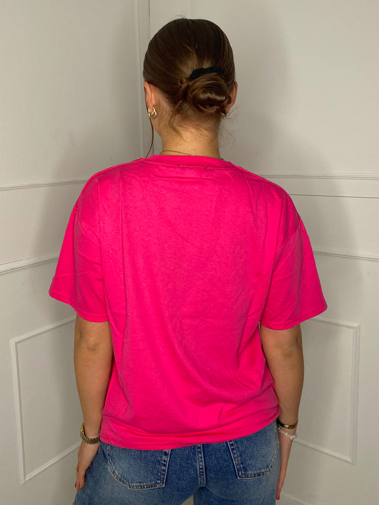 Fashion Print T-shirt- Hot Pink