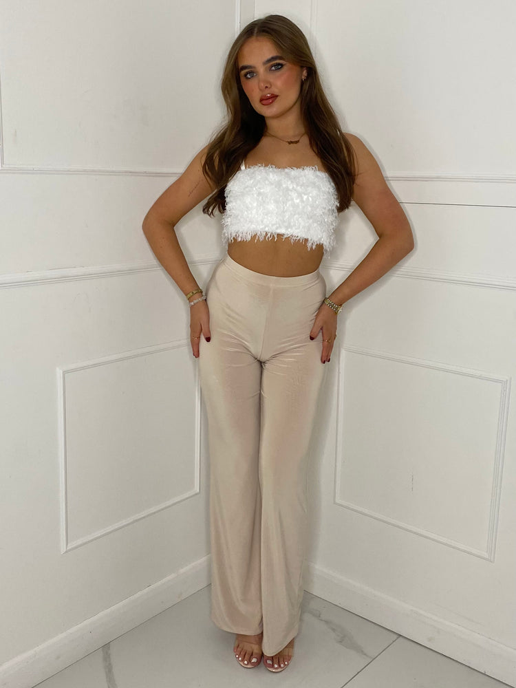 Feather Bandeau Top - White