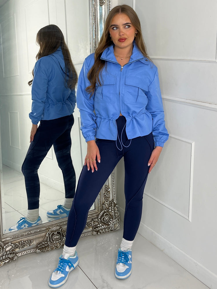 Utility Pocket Front Windbreaker - Baby Blue