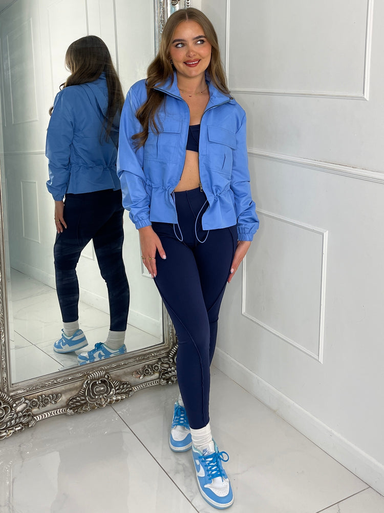 Utility Pocket Front Windbreaker - Baby Blue