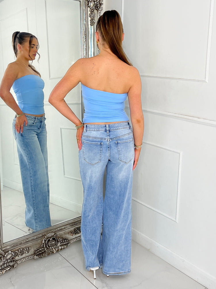 Ribbed Bandeau Top - Baby Blue