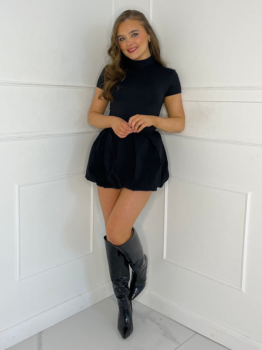 Puffball Mini Skirt - Black