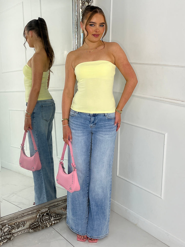 Ribbed Bandeau Top - Yellow