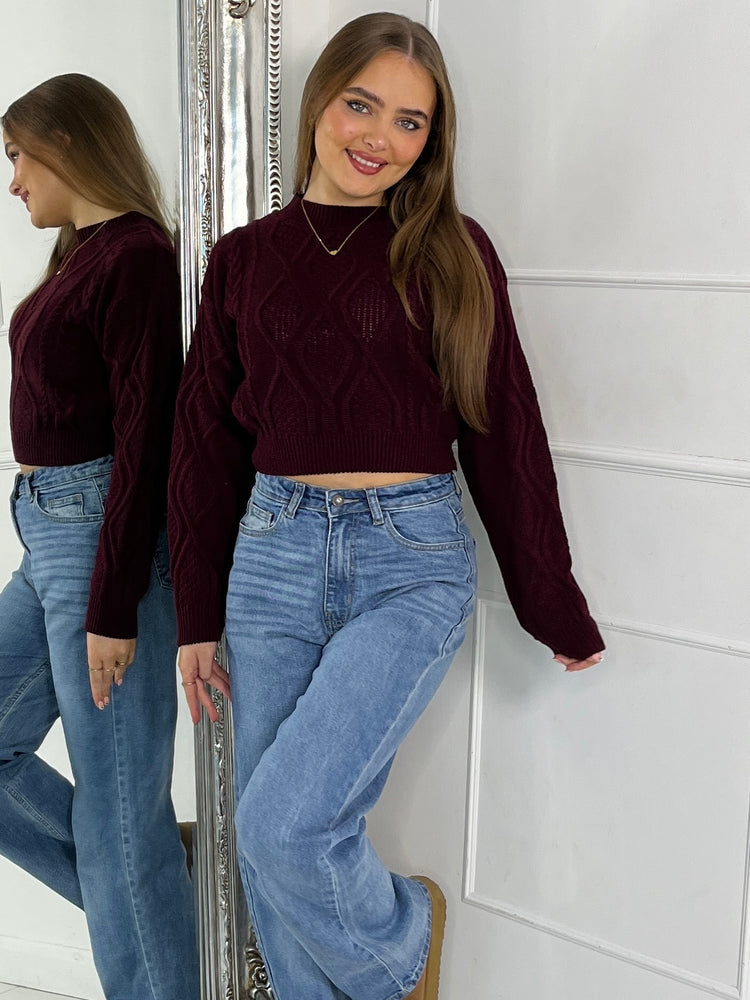 Cable Knit Jumper - Wine