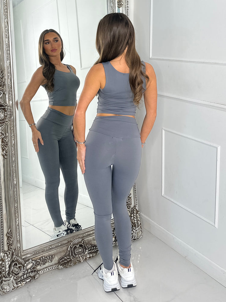 Second Skin Tank Top & Sculpt Panel Leggings - Charcoal Grey