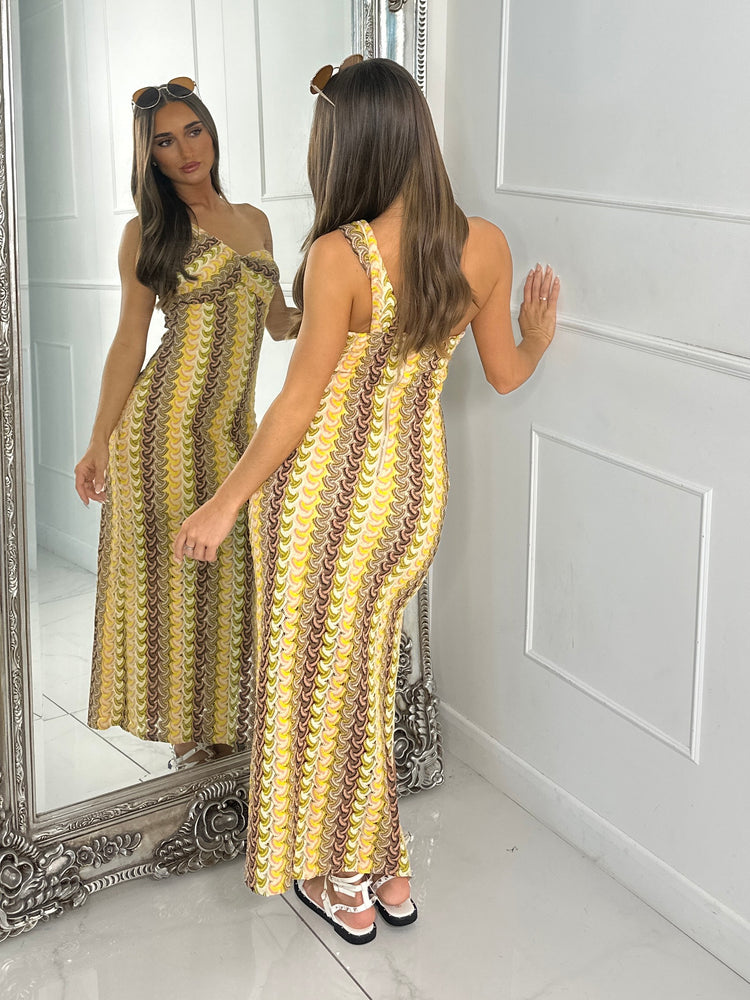Crochet One Shoulder Dress - Yellow Multi
