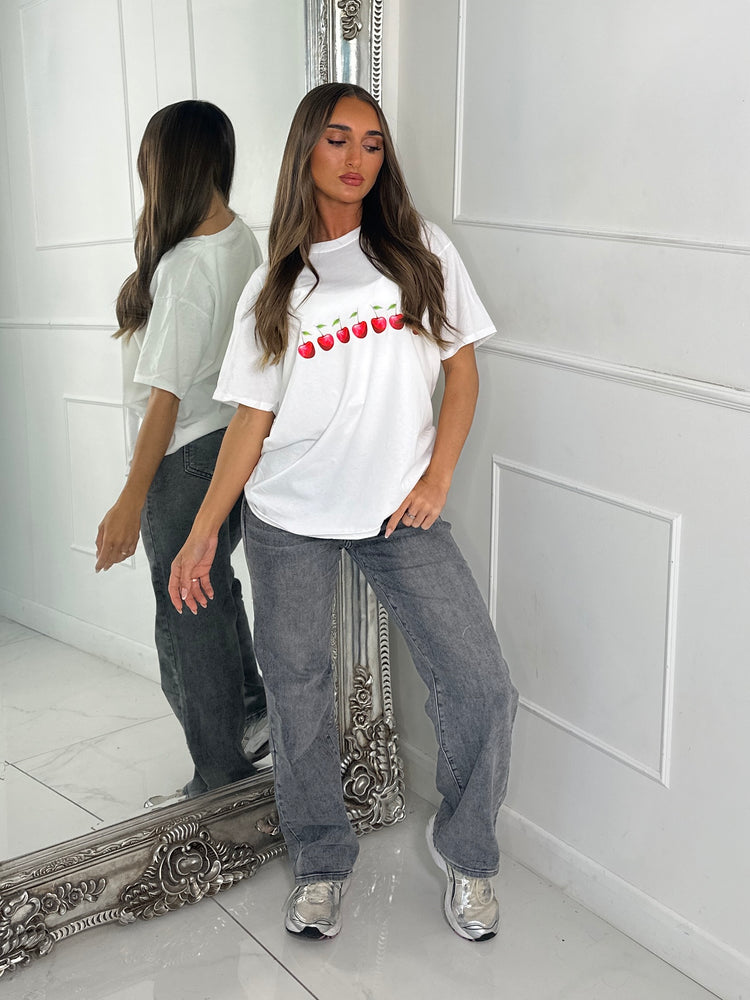 8 Cherries Print Tee - White