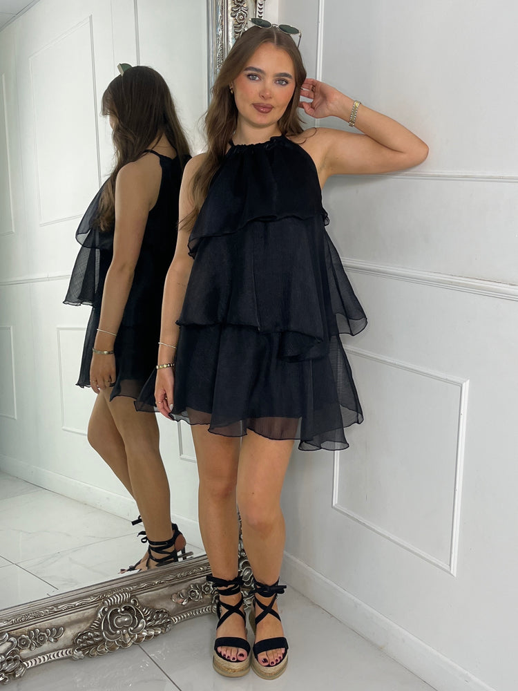 Tiered Frill Dress - Black