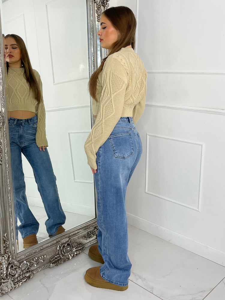 Cable Knit Jumper - Beige