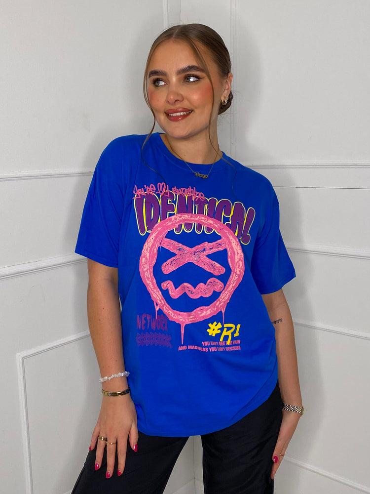 Identical Print T-shirt- Royal Blue