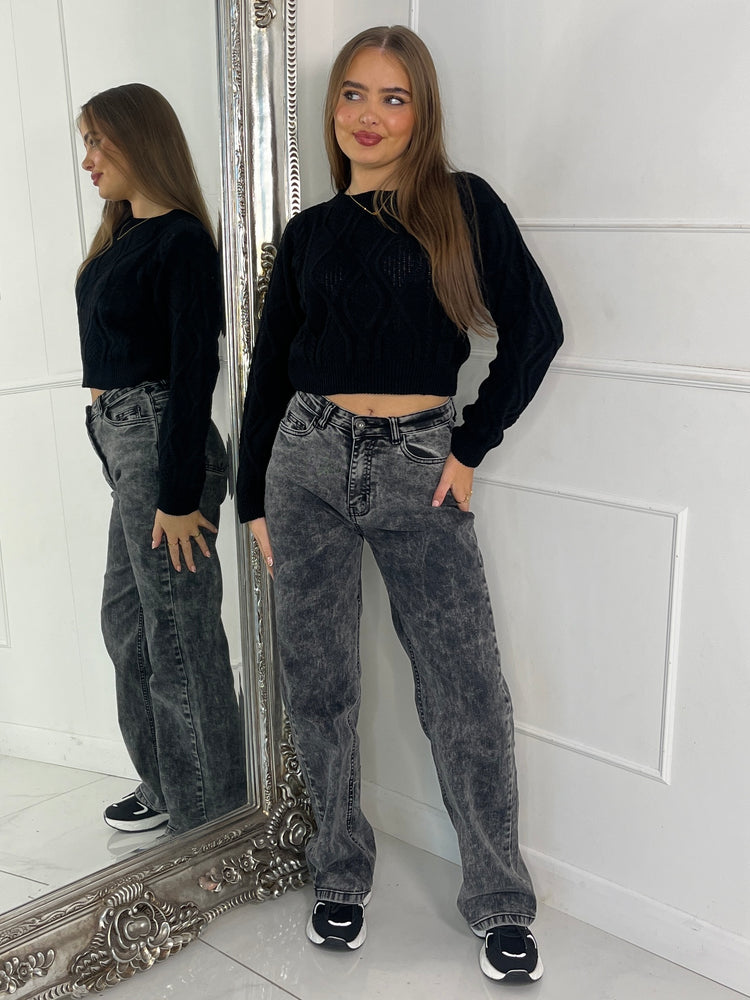 Cable Knit Jumper - Black