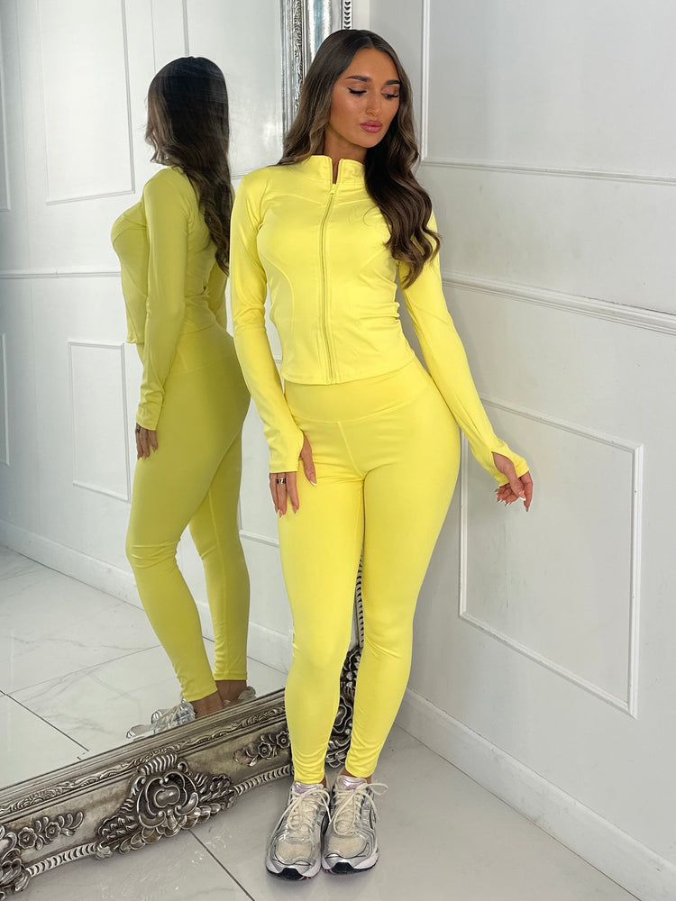 Sculpt Zip Up Jacket & Leggings Set - Yellow