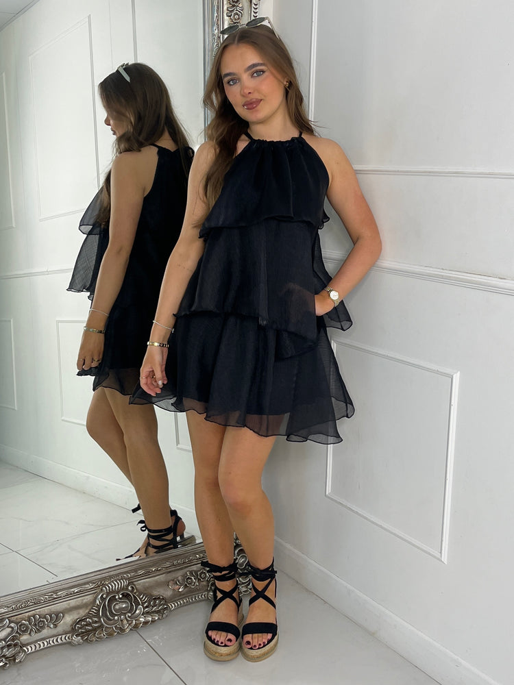 Tiered Frill Dress - Black